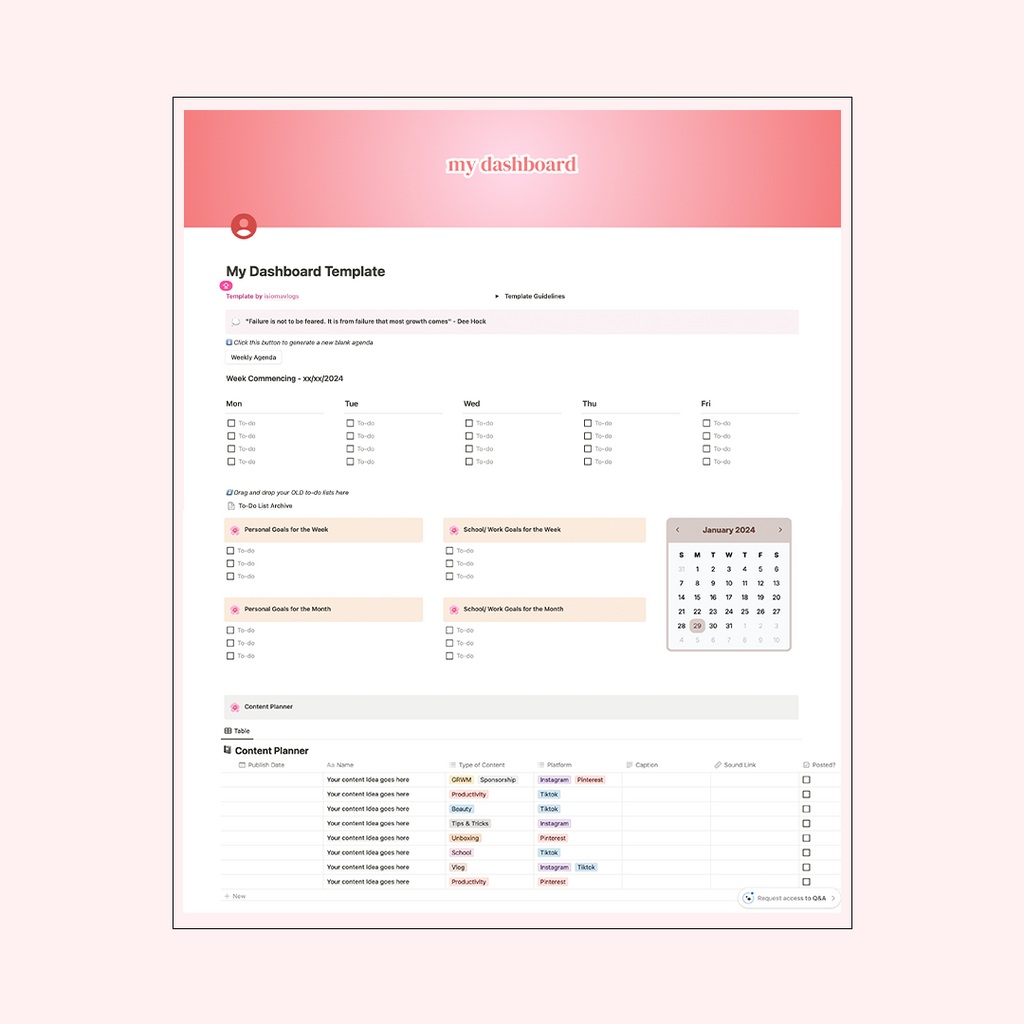 Notion Dashboard Template