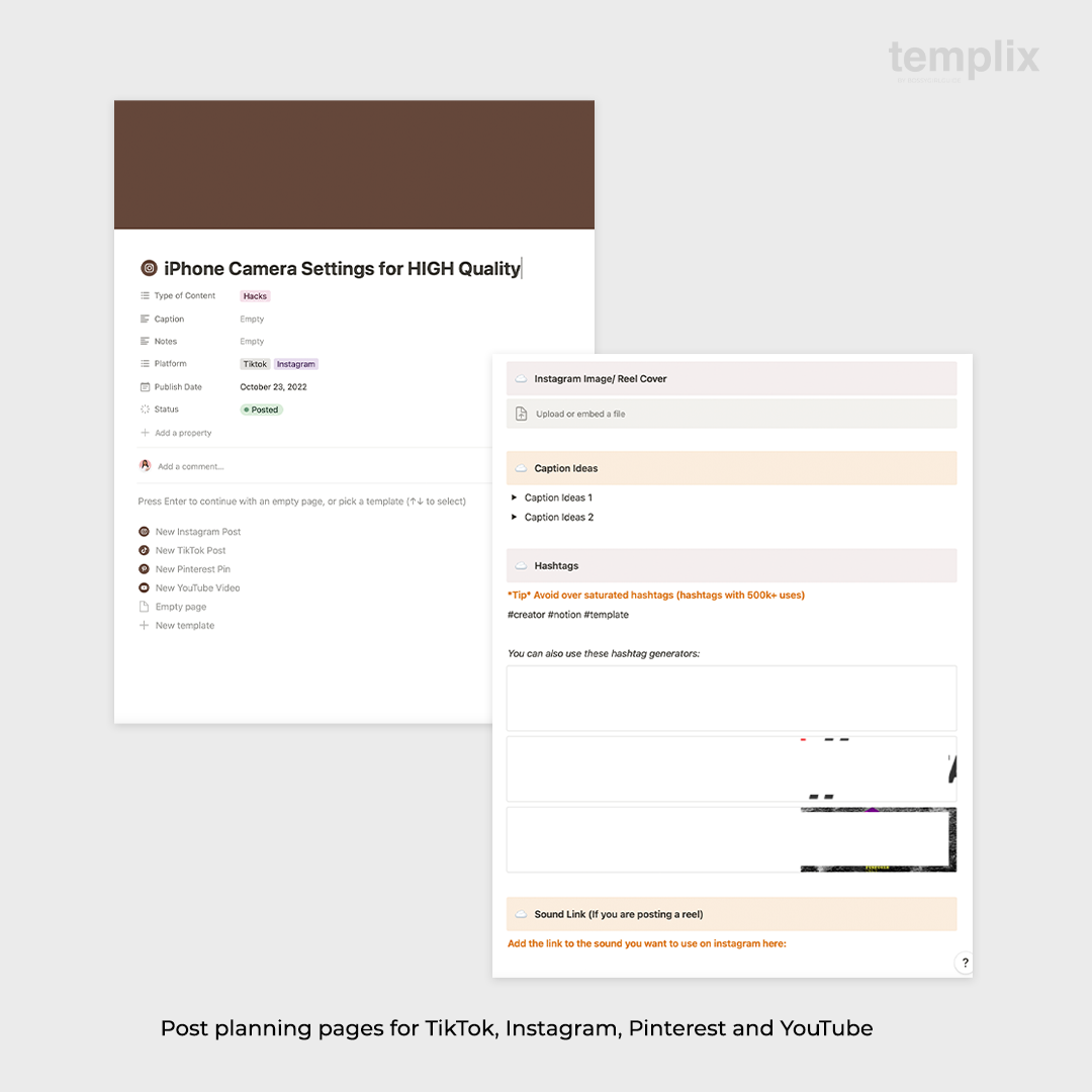 Notion Content Creator Dashboard Template Templix